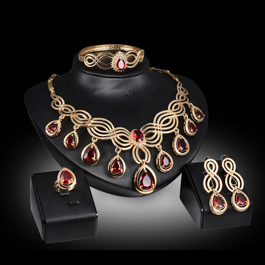 Set Jewelry Fashion Gems Necklace And Earrings Alloy Jewelry ProTrendyz