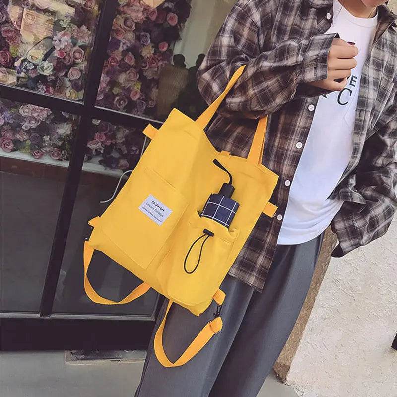 Harajuku Canvas Bags Students Handbag With Pockets Preppy Buckpack Shoulder Bag For Women US - ProTrendyz