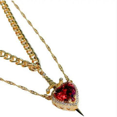 New Heart And Sword Necklace Set Gold Color Stainless Steel Crystal Couple Necklaces For Women Men Boyfriend Girlfriend Gifts - ProTrendyz