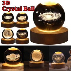 LED Night Light Galaxy Crystal Ball Table Lamp 3D Planet Moon Lamp Bedroom Home Decor For Kids Party Children Birthday Gifts - ProTrendyz