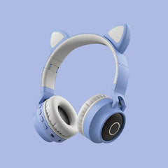 LED Light Cat Ear Headphones Wireless Bluetooth 5.0 Headset Portable Foldable Kids Headphone With Microphone Best Gift - ProTrendyz