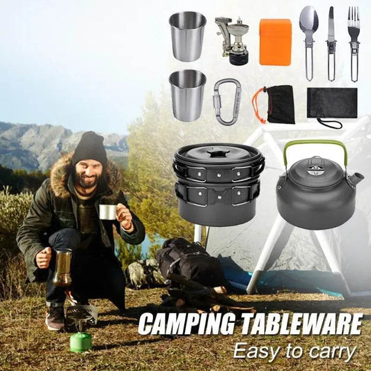 Camping Cookware Kit Outdoor Cooking Set Aluminum Equipment Outdoor Pot Travel Tableware Kitchen Hiking Picnic Emergency BBQ - ProTrendyz