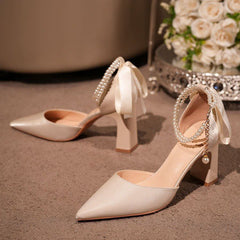 Women's Pumps 2026 Spring New Arrival, Designed Pearl Bow, Unique And Elegant Style