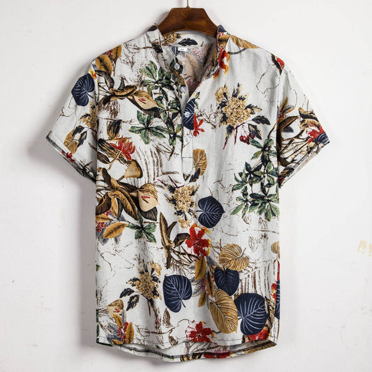 Slim shirt men contrast color printing shirt men - ProTrendyz
