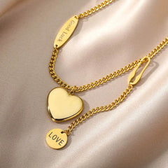 Fashion Jewelry Multilayer Heart Pendant Necklaces For Women Stainless Steel Chain Choker Zircon Moon Star Necklace Femme Wedding Jewelry Gift - ProTrendyz