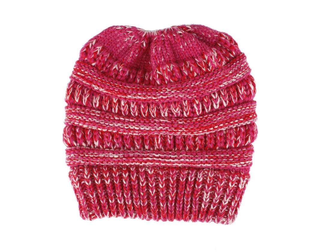 Mixed Color Knitted Wool Hat Ladies Non-labeled Ponytail Hat - ProTrendyz