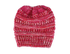 Mixed Color Knitted Wool Hat Ladies Non-labeled Ponytail Hat - ProTrendyz