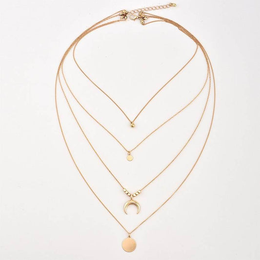 Multi-layer Moon Pendant Necklaces for Women Bohemian Wafer Elegant Necklace - ProTrendyz
