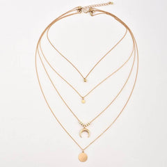 Multi-layer Moon Pendant Necklaces for Women Bohemian Wafer Elegant Necklace - ProTrendyz
