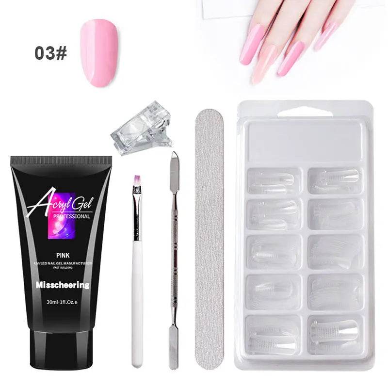 Painless Extension Gel Nail Art Without Paper Holder Quick Model Painless Crystal Gel Set US - ProTrendyz