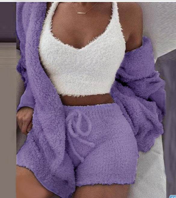3 Pieces Of Fashionable Ladies Plush Home Clothes - ProTrendyz