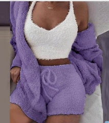 3 Pieces Of Fashionable Ladies Plush Home Clothes - ProTrendyz