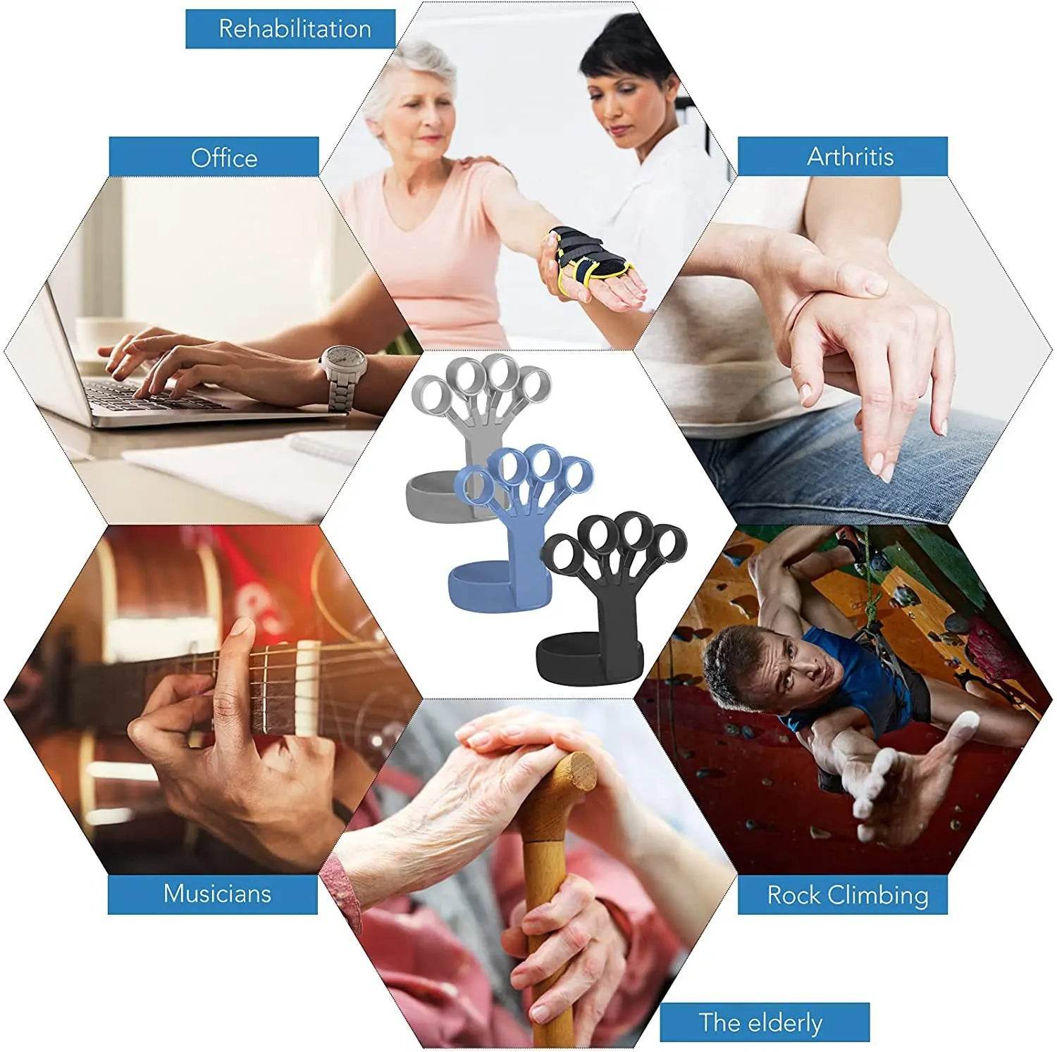 Silicone Grip Device Finger Exercise Stretcher Arthritis Hand Grip Trainer Strengthen Rehabilitation Training To Relieve Pain - ProTrendyz