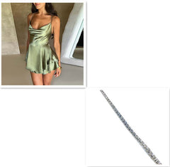 Sexy Suspender Skirt For Women Elegant Slim Strap Satin Backless Lace Up A-Line Short Dress Lady - ProTrendyz