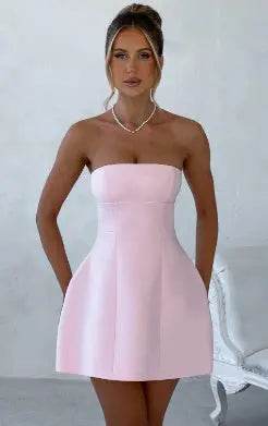 Fashion Tube Dress Summer Solid Color Sasual Backless Slim Short Dresses Party Womens Clothing - ProTrendyz