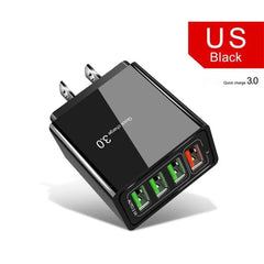 Illuminated 4USB Mobile Phone Quick Charge Charger 3A Charging Head US - ProTrendyz