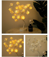 Rose Flower Lamp USB Battery Operated LED Table Lamp Bonsai Tree Night Lights Garland Bedroom Decoration Lights Home Decor - ProTrendyz