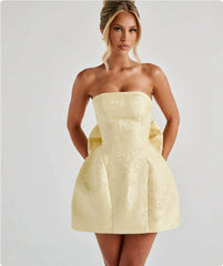 Women's Tube Top Dress With Big Bow Fashion Summer Sleeveless Pary Evenning Dresses