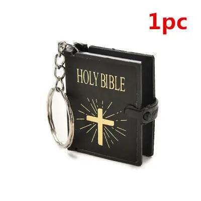 Mini English HOLY BIBLE Key Chains Real Paper Readable Bible Christian Keyrings Car Key Chains Bag Ornaments Religious Jewelry - ProTrendyz
