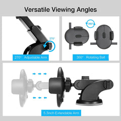Car Phone Holder Long Rod Telescopic Car Dashboard Suction Cup Type ProTrendyz