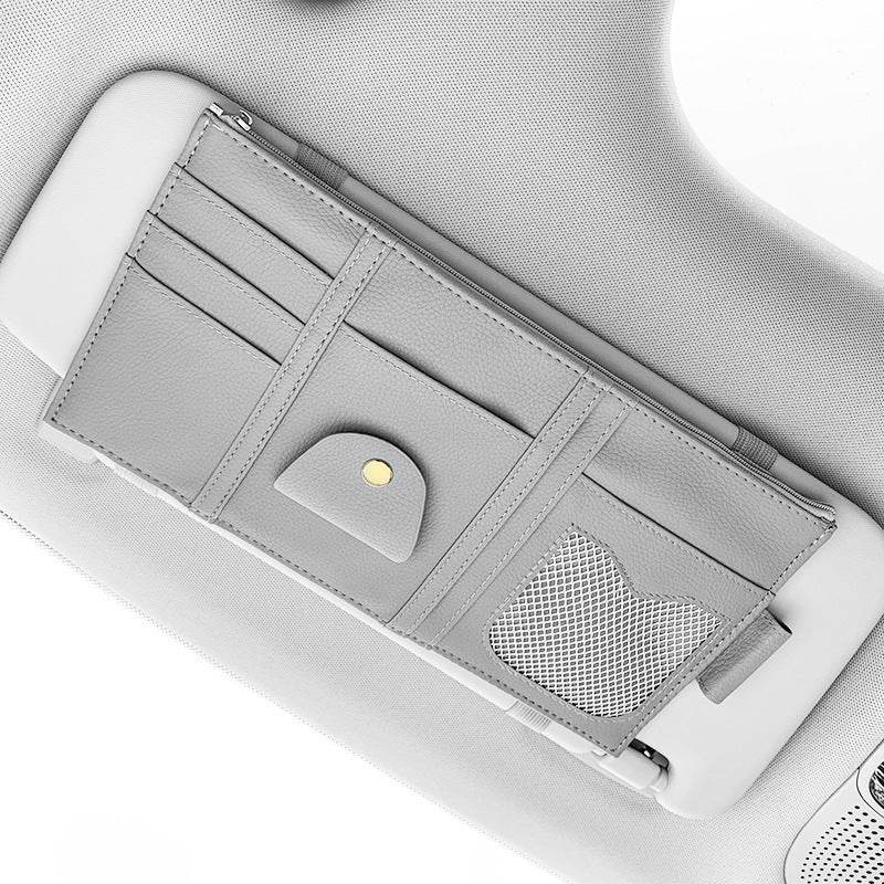 Car Sun Visor Organizer Storage Holder Full Leather Wrap - ProTrendyz