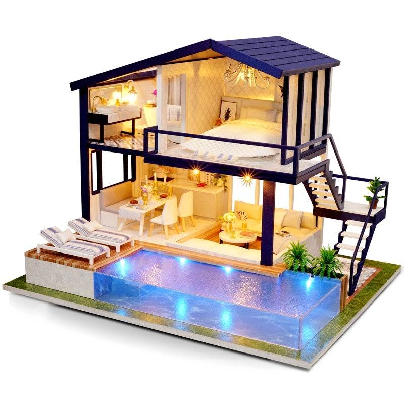 Doll House Wooden Furniture Diy House Miniature Box Puzzle Assemble 3D Miniaturas Dollhouse Kits Toys For Children Birthday Gift - ProTrendyz