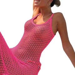 Solid Color Knitted Hollow Beach Bikini Swimsuit Blouse - ProTrendyz