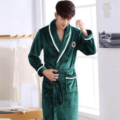 Winter Flannel Lovers Robe Gown Elegant Solid Casual Sleepwe - ProTrendyz