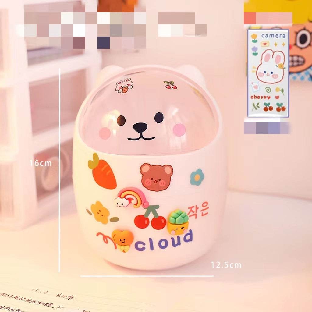 Desktop Trash Can Desk Organizer Bucket Office Mini Bear Trash Can - ProTrendyz