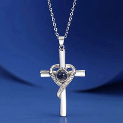 Languages I Love You Projection Necklace Pendant Love Cross Pendant Necklace Memorial Jewelry For Women - ProTrendyz