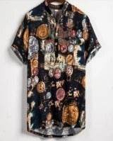 Slim shirt men contrast color printing shirt men - ProTrendyz