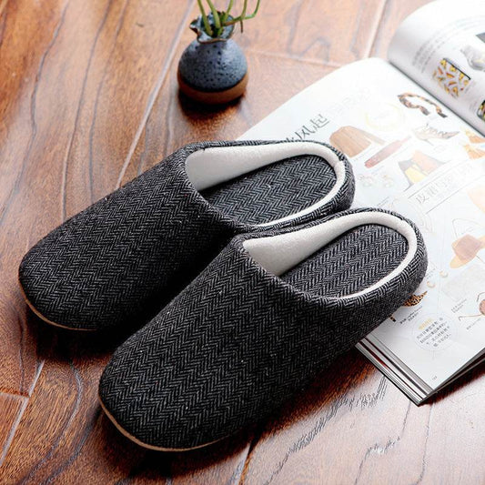 Men's Cotton Black Autumn Season Home Furnishing East Indoor Household Warm Slippers Soft Bottom Good Anti-skid Slippers - ProTrendyz