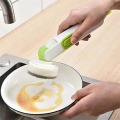 Multi-Functional Long-Handle Liquid-Filled Cleaning Brush Washing Up Brushes With Liquid Dispenser Two Replacement Heads For Kitchen Cleaning Brush Gadgets - ProTrendyz