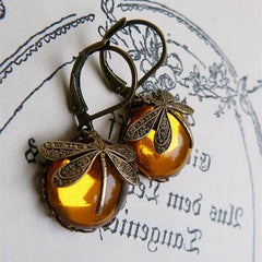 Fashion Jewelry Women's Earrings Hanging Vintage Dragonfly Pendant Earring Boho Chakra Blue Moonstone Drop Earrings For Women Wedding Charm Ethnic Jewellery - ProTrendyz
