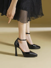 Women's Peep Toe Platform Sandals, Medium Block Heel, One-Strap Design, Summer New Style, Black Sexy Elegant Single Shoes