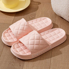 Men's Home Slippers With Plaid Design Soft-soled Silent Indoor Floor Bathing Slippers Women House Shoes Summer - ProTrendyz