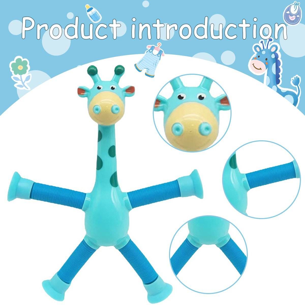 Giraffe Tubes Sensory Toys Novelty Spring Fidget Toy Stretch Tube Stress Relief Toy For Kid Birthday Gift Party Favors - ProTrendyz