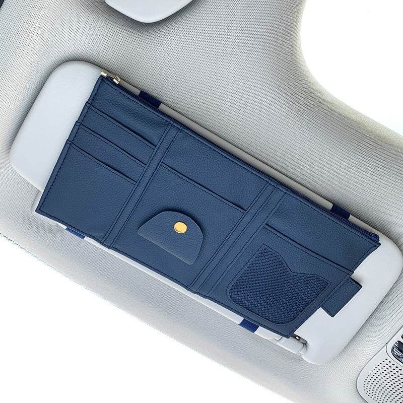 Car Sun Visor Organizer Storage Holder Full Leather Wrap - ProTrendyz