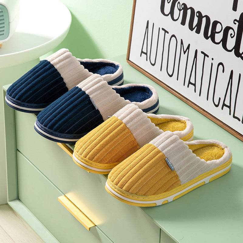 Unisex Winter Slippers Corduroy Shoes Couples Bedroom Slippers Women Men - ProTrendyz