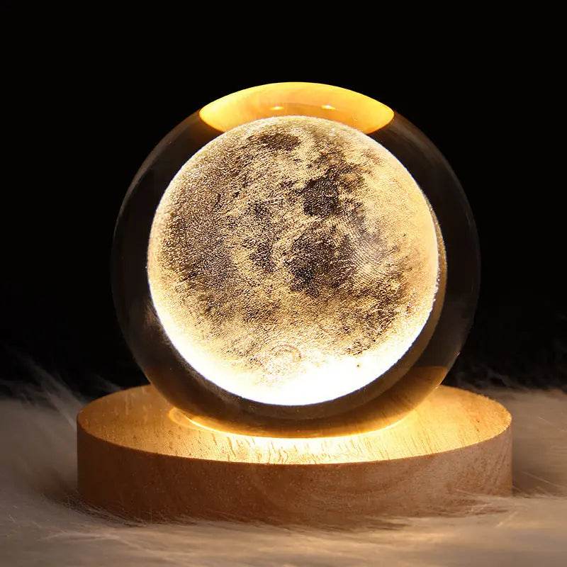 LED Night Light Galaxy Crystal Ball Table Lamp 3D Planet Moon Lamp Bedroom Home Decor For Kids Party Children Birthday Gifts - ProTrendyz