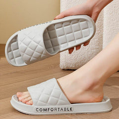 Men's Home Slippers With Plaid Design Soft-soled Silent Indoor Floor Bathing Slippers Women House Shoes Summer - ProTrendyz
