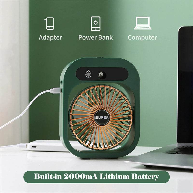 Air Conditioning Fan Desk Misting Fan Air Cooler Cooling USB Rechargeable Humidifier Portable Spray Fan With 3 Wind Speeds Mist Fan For Home - ProTrendyz