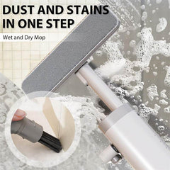 Rotatable Self-Squeeze Mini Mop With Crevice Brush Hand Wash-Free Flat Squeeze Mop With 2 Reusable Microfiber Pads, Microfiber Mop For Wet Dry Use Self Wringing Flat Mop For Floor Cleaning - ProTrendyz