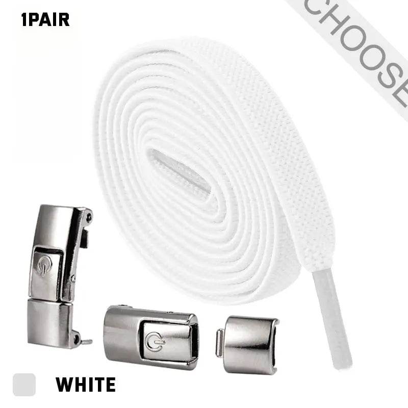 Press Lock Shoelaces Without Ties Elastic Laces Sneaker 8MM Widened Flat No Tie Shoe Laces Kids Shoelace For Shoes - ProTrendyz