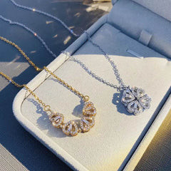Retro Magnetic Folding Heart Shaped Four Leaf Clover Pendant Necklace Women Love Clavicle Chain Gifts Openable Choker Jewelry US - ProTrendyz