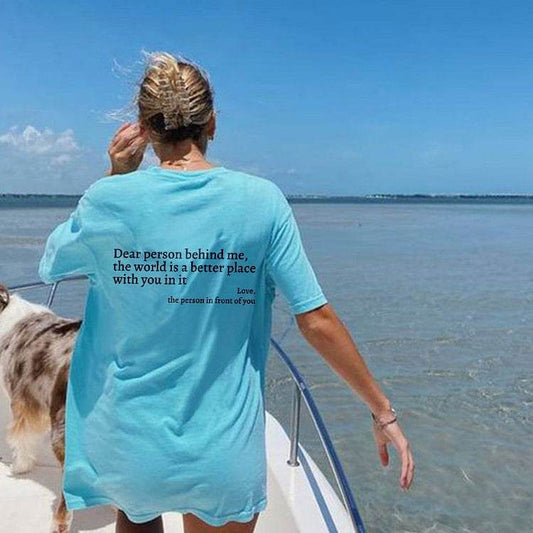 New Fashion Womens Letter T-Shirt Round Neck Short Sleeve Slogan Tee Top - ProTrendyz