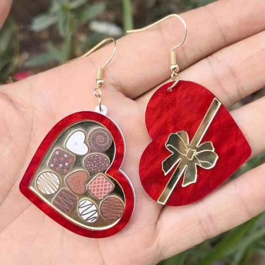 Valentine's Day Red Gift Box Heart Earrings For Women Romantic You Make ME Melt Ice Cream Acrylic Drop Earring Designer Jewelry - ProTrendyz