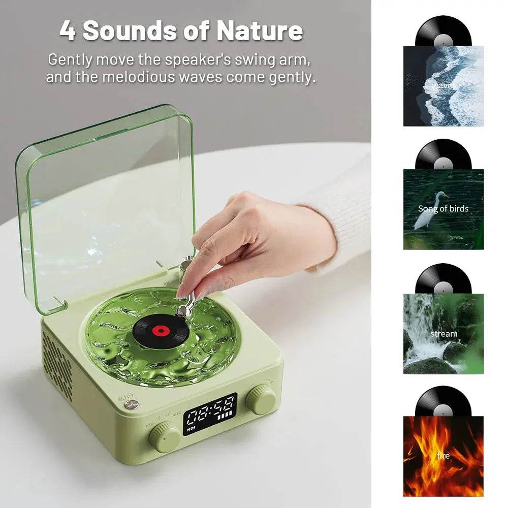 Retro Turntable Speaker Wireless Bluetooth-compatible 5.0 Vinyl Record Player Stereo Sound With White Noise RGB Projection Lamp Effect - ProTrendyz