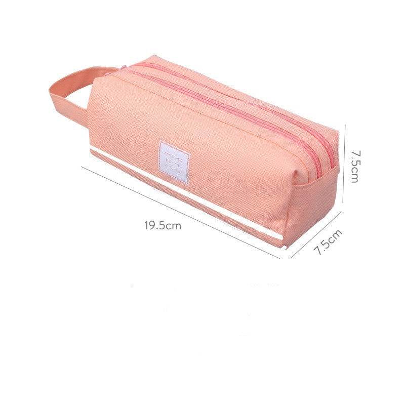 Canvas Double-Layer Stationery Box For Junior High School Students - ProTrendyz