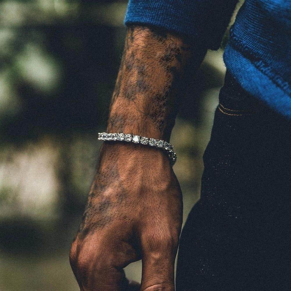 Hip Hop Bracelet Iced Out Single Row Rhinestones Chain Bling Tennis Charm Bracelets Zirconia Bracelets Link Chain Jewelry - ProTrendyz